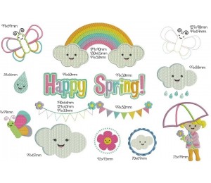 Stickdatei - Happy Spring Schriftzug